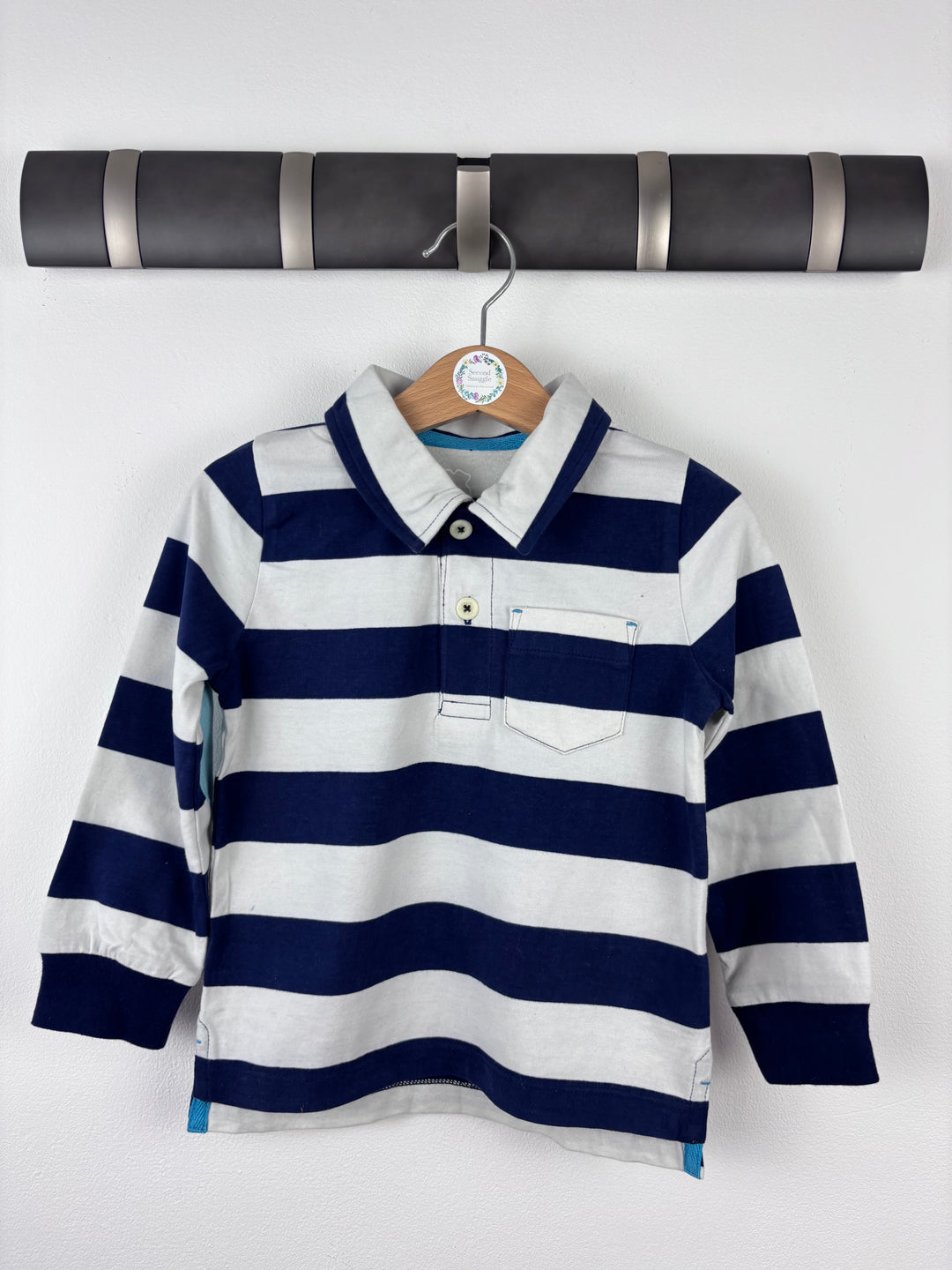 Mini Boden Navy Stripe Rugby Top 18-24 Months-Tops-Second Snuggle Preloved