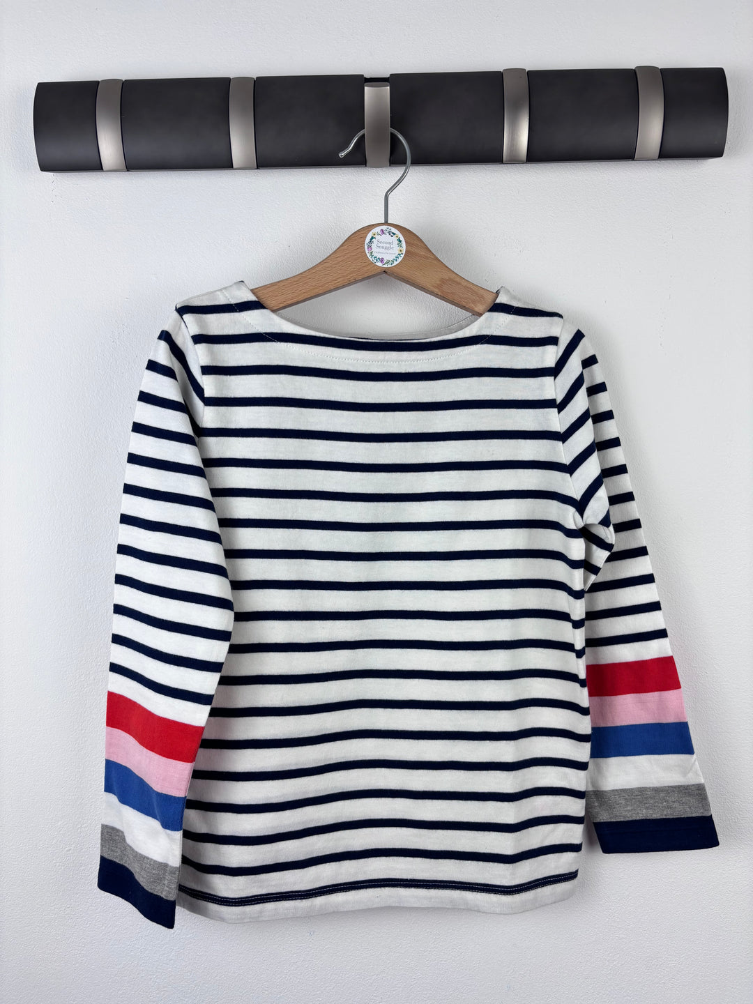 Mini Boden Stripe Top with Colour Sleeves 6–7 Years-Tops-Second Snuggle Preloved