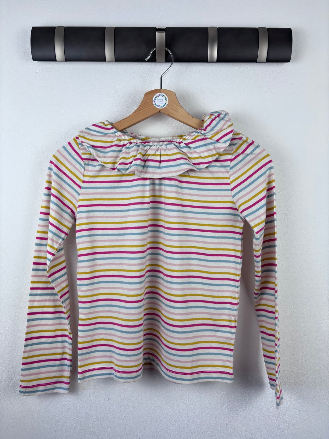 Mini Boden Rainbow Stripe Frill Neck Top 9–10 Years-Tops-Second Snuggle Preloved