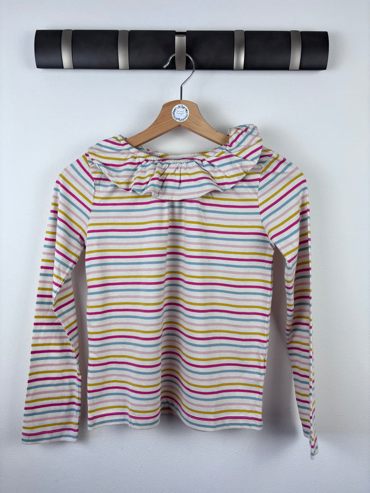 Mini Boden Rainbow Stripe Frill Neck Top 9–10 Years-Tops-Second Snuggle Preloved