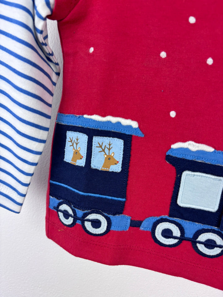 Ex Baby Boden Red Train Layered Top 0–3, 6–12 & 12–18 Months-Tops-Second Snuggle Preloved