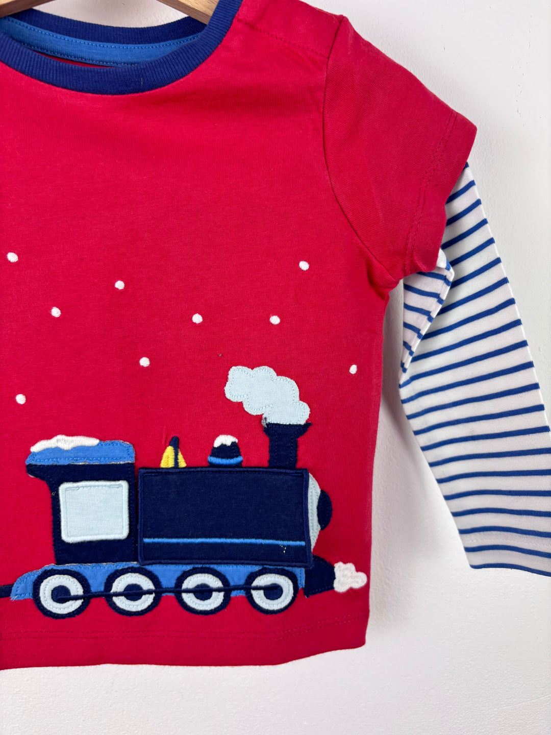 Ex Baby Boden Red Train Layered Top 0–3, 6–12 & 12–18 Months-Tops-Second Snuggle Preloved