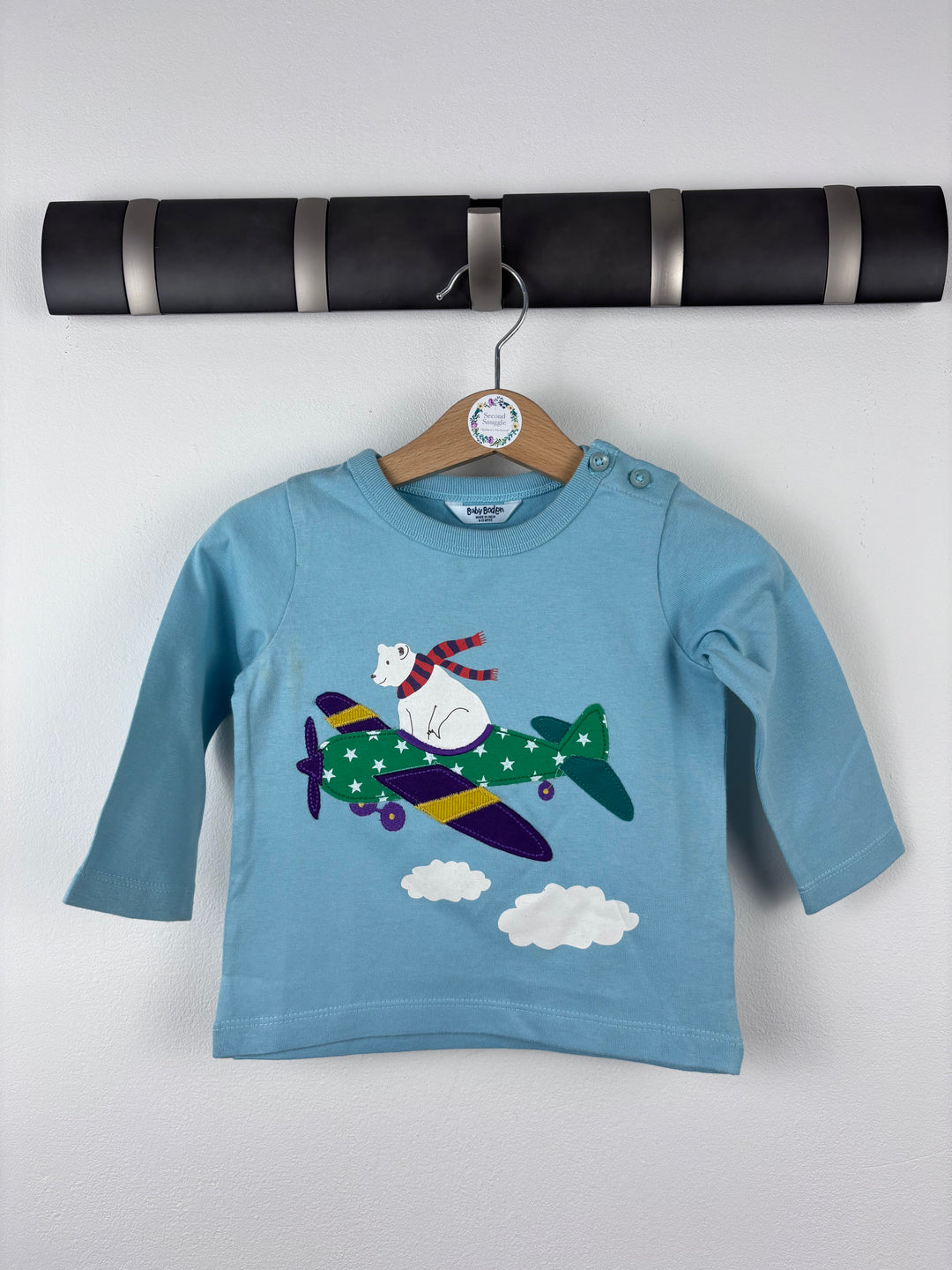 Baby Boden Blue Plane Top 6–12 Months