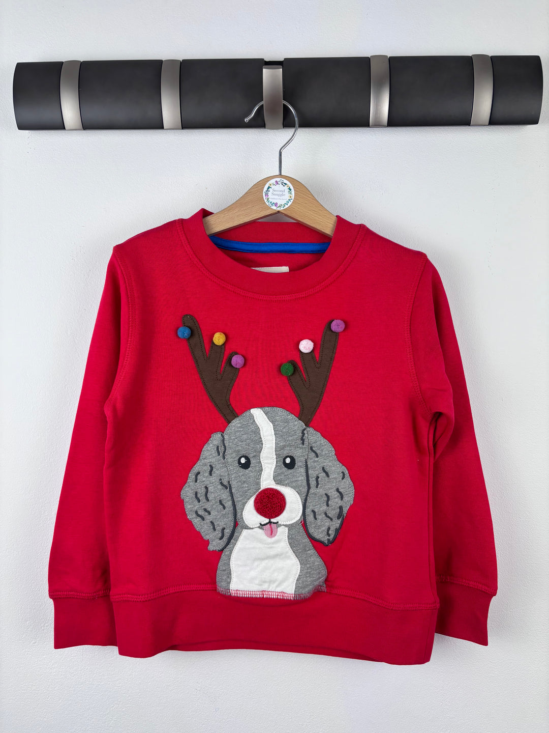 Mini Boden Red Dog Reindeer Sweatshirt 3–4 Years