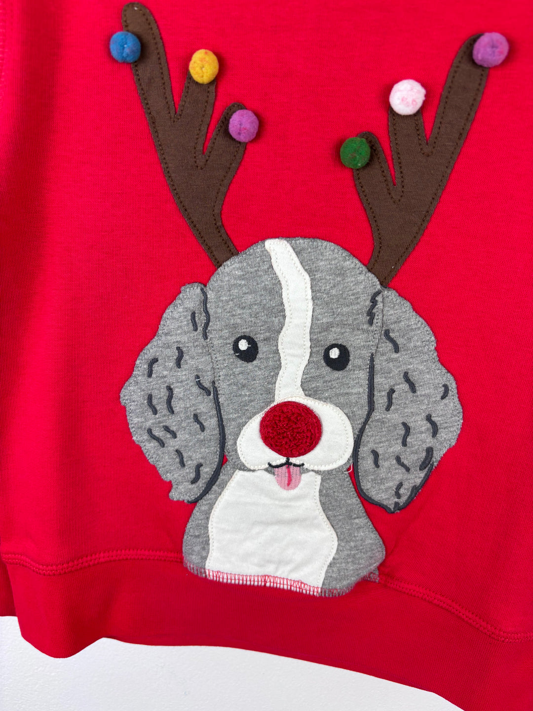 Mini Boden Red Dog Reindeer Sweatshirt 3–4 Years