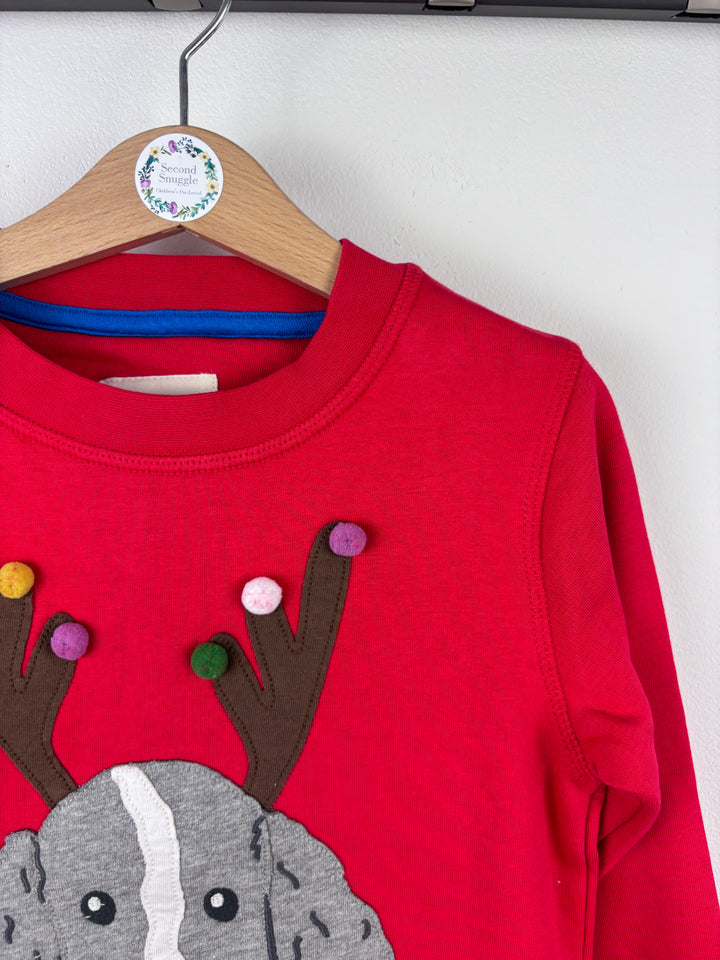 Mini Boden Red Dog Reindeer Sweatshirt 3–4 Years