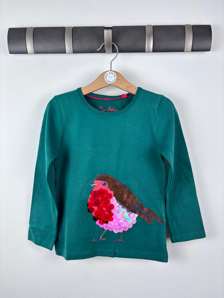 Mini Boden Green Robin Sequin Top 4–5 Years-Tops-Second Snuggle Preloved