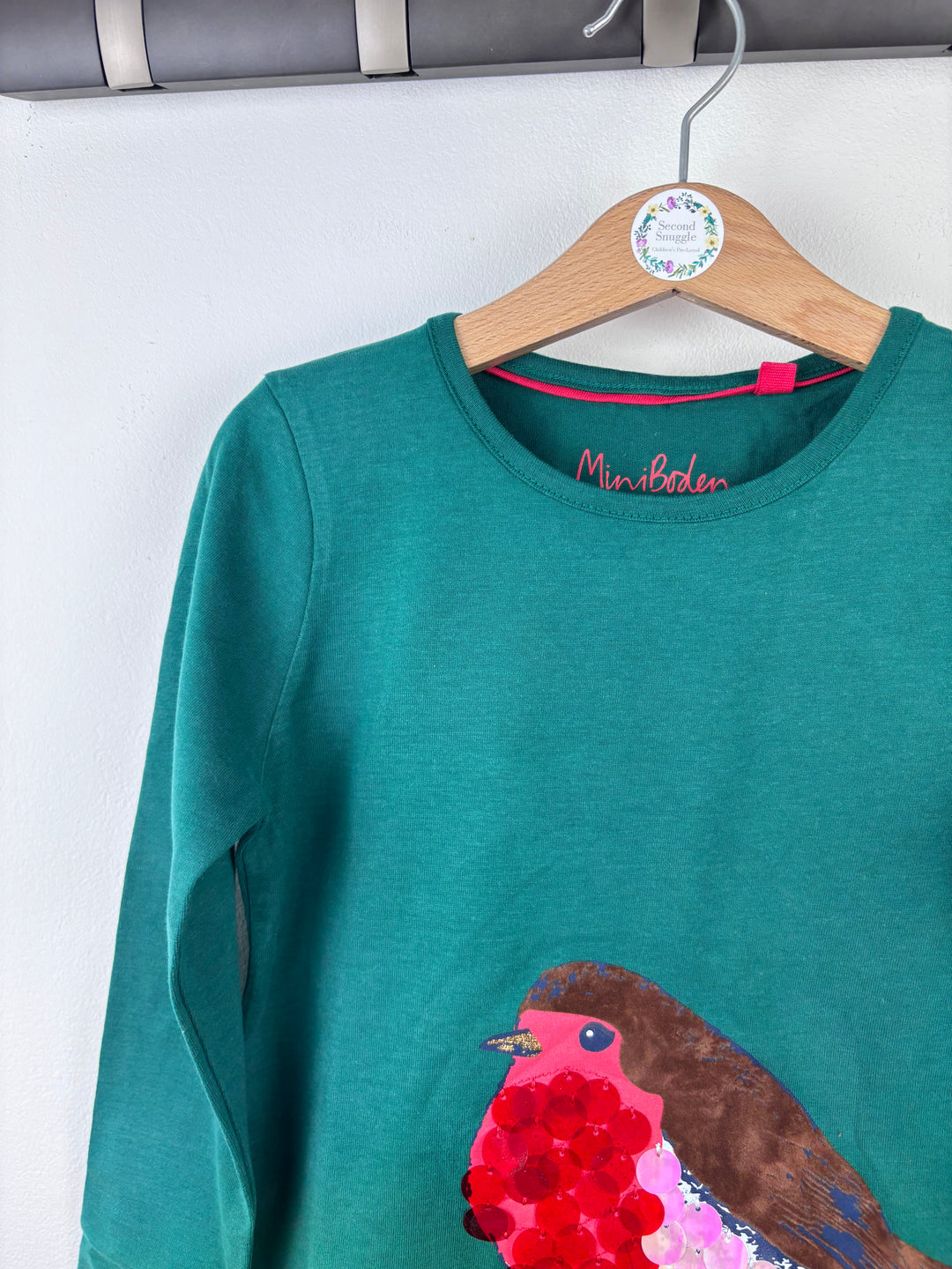Mini Boden Green Robin Sequin Top 4–5 Years-Tops-Second Snuggle Preloved