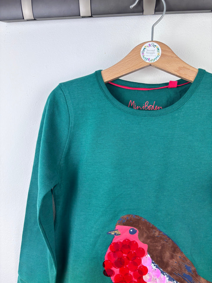 Mini Boden Green Robin Sequin Top 4–5 Years-Tops-Second Snuggle Preloved