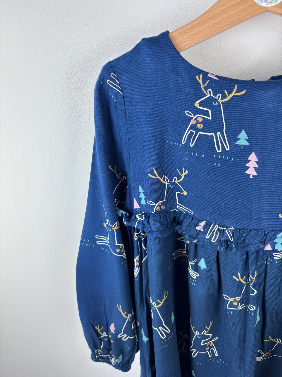 M&S Navy Reindeer Dress 5-6 Years-Dresses-Second Snuggle Preloved