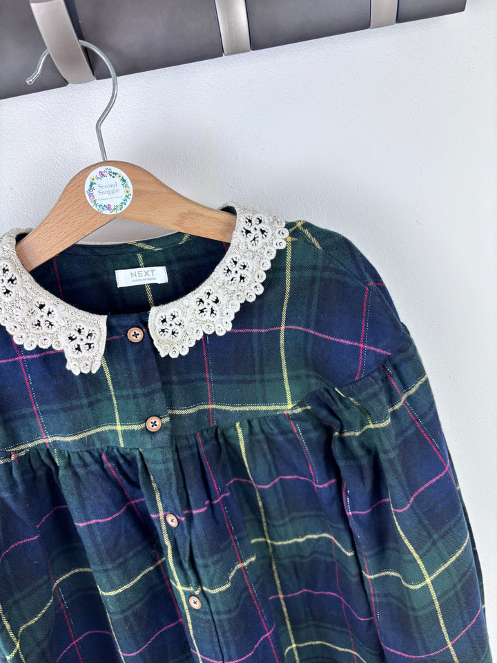 Next Check Dress with Lace Collar 6–7 Years