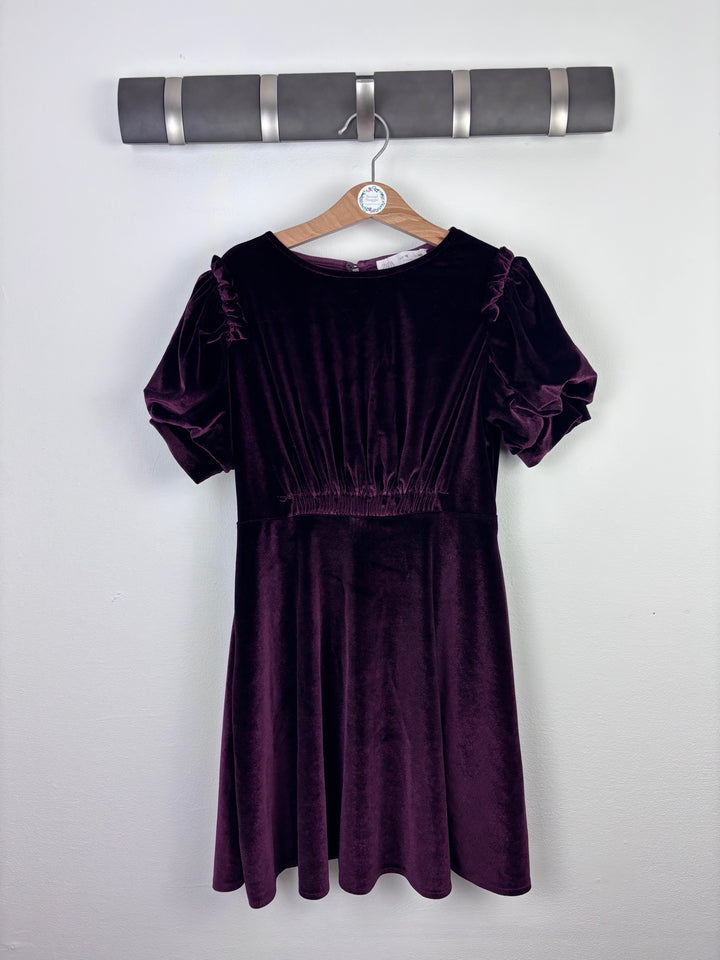 Next Velvet Puff Sleeve Dress 10 Years-Dresses-Second Snuggle Preloved