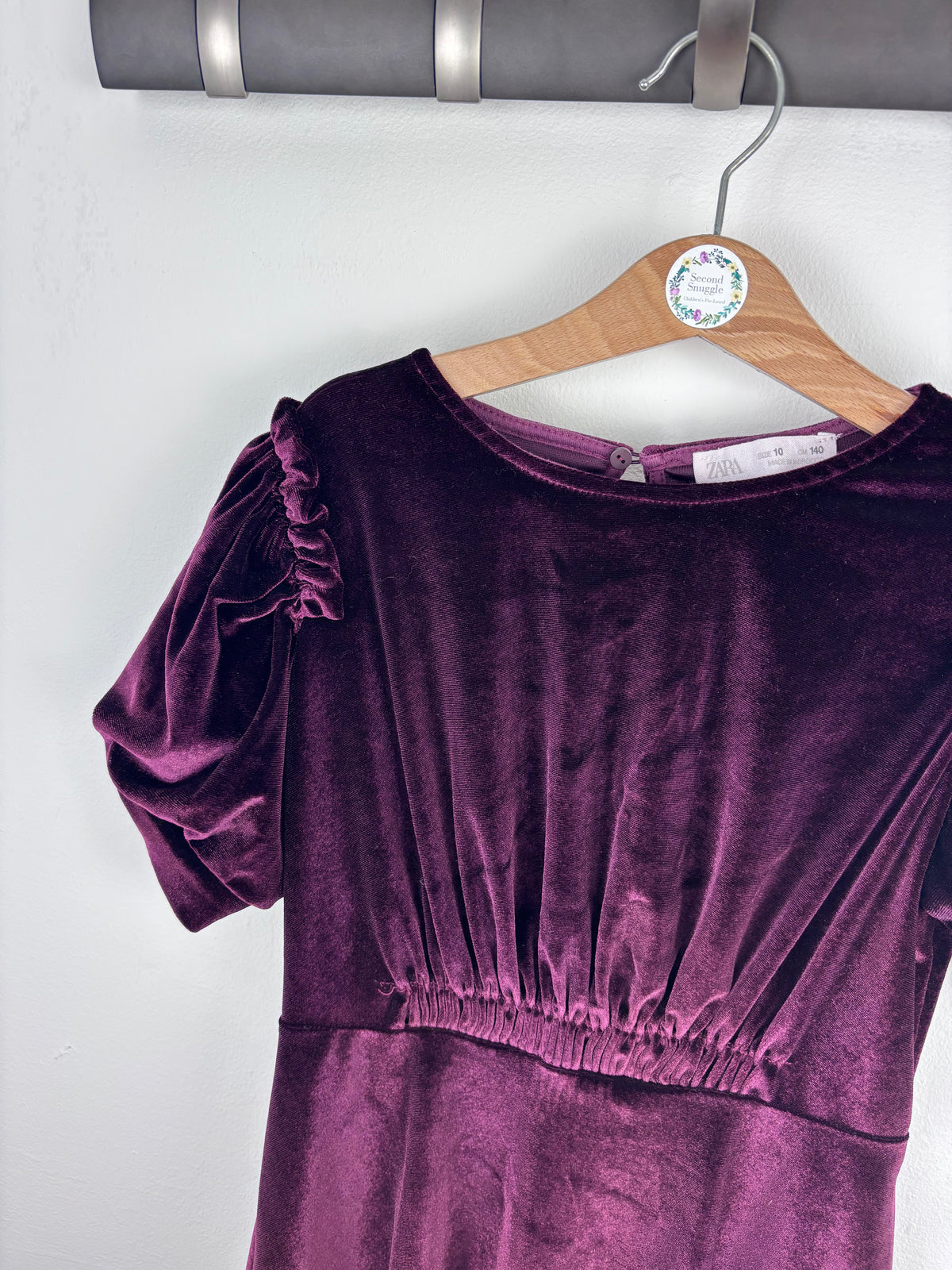 Zara Velvet Puff Sleeve Dress 10 Years-Dresses-Second Snuggle Preloved