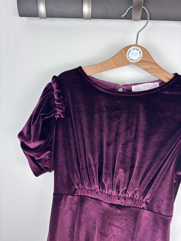 Next Velvet Puff Sleeve Dress 10 Years-Dresses-Second Snuggle Preloved