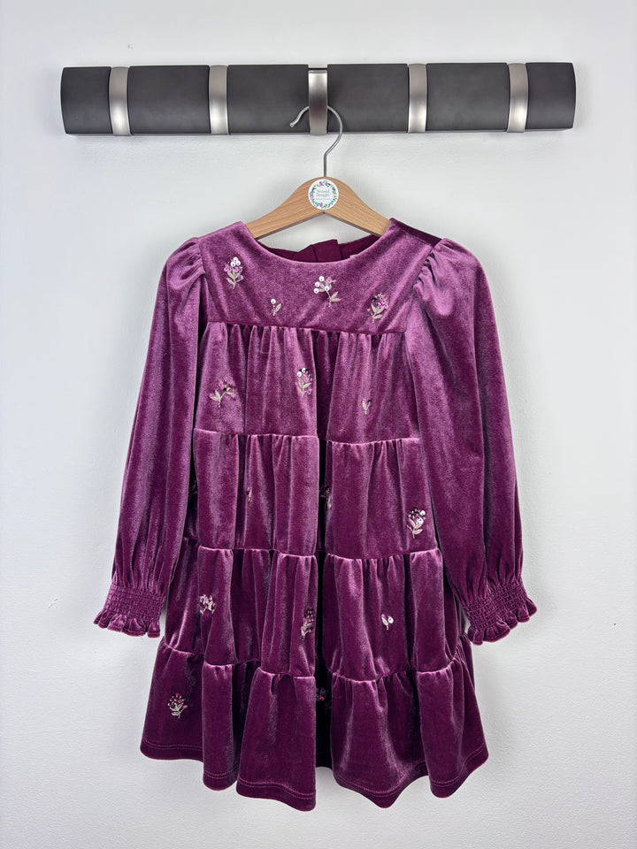 M&S Velvet Embroidered Dress 3–4 Years