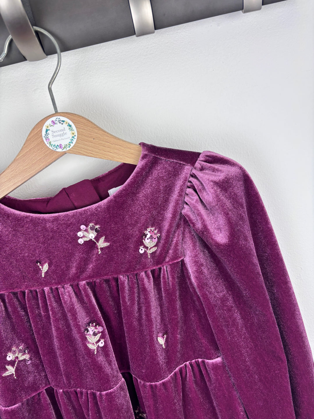 M&S Velvet Embroidered Dress 3–4 Years
