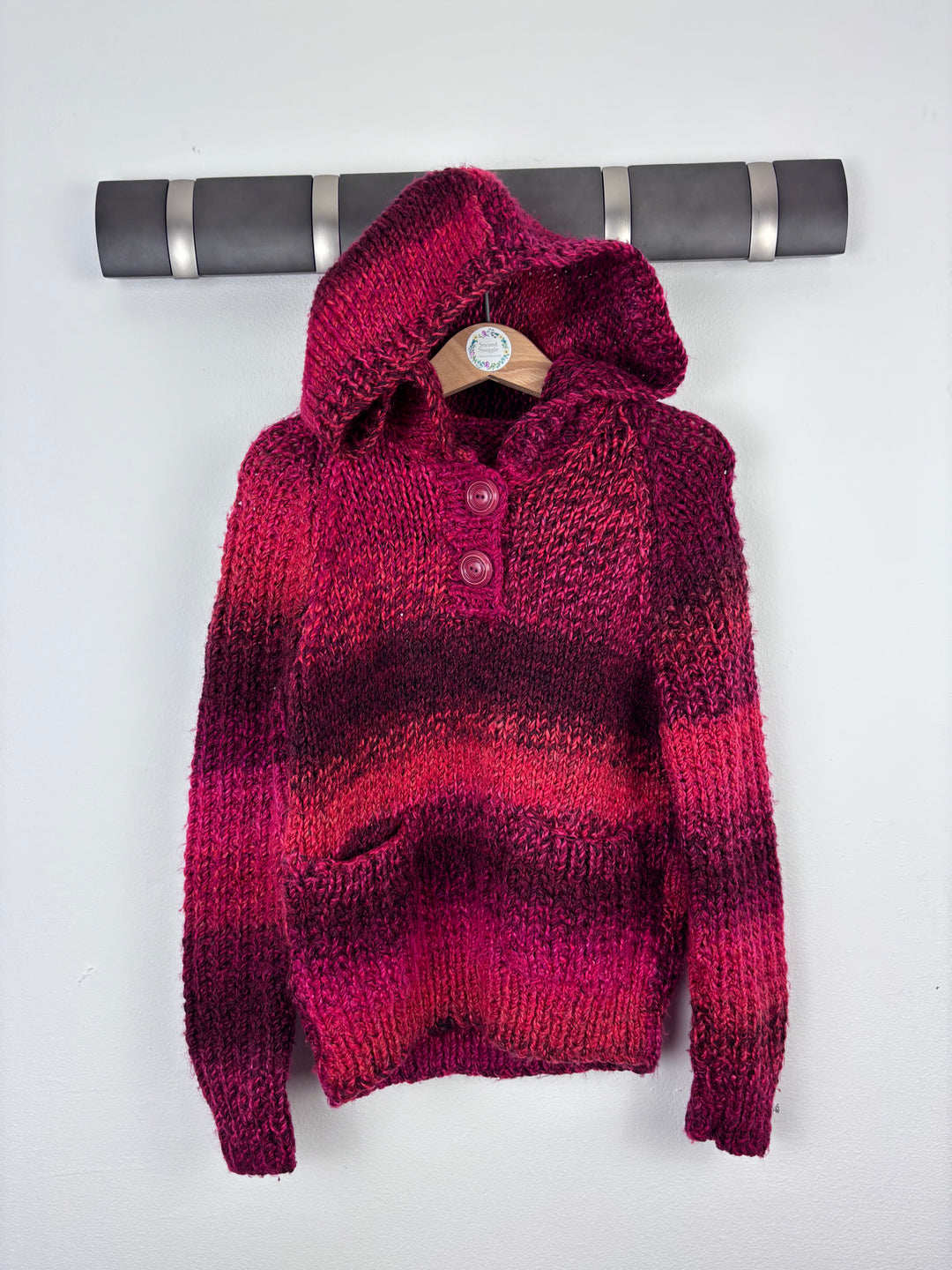 Handknit Striped Hooded Jumper 4–5 Years-Hoodies-Second Snuggle Preloved