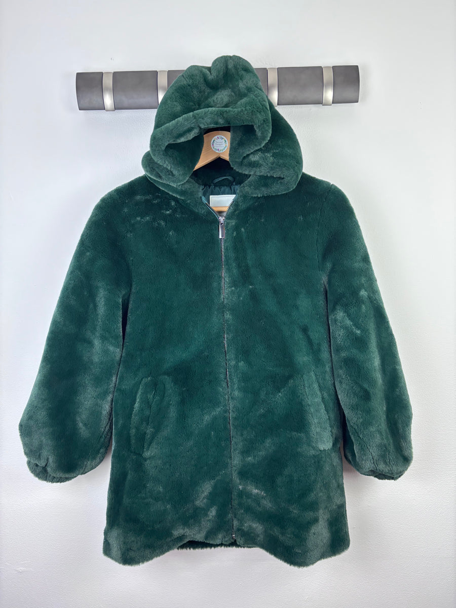 Next Green Faux Fur Coat 10 Years-Jackets-Second Snuggle Preloved