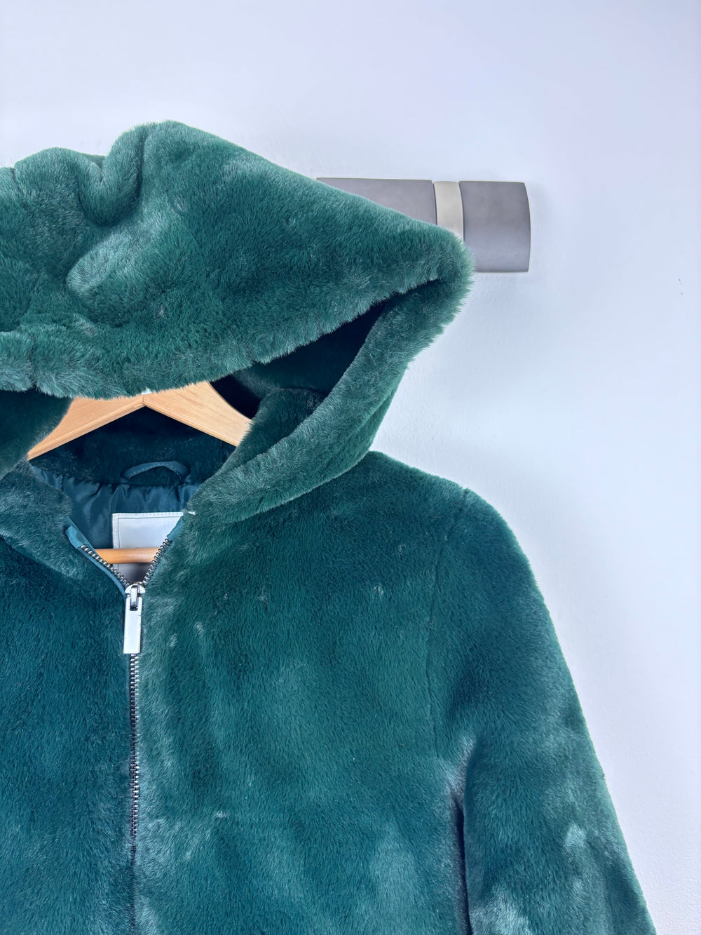 Next Green Faux Fur Coat 10 Years-Jackets-Second Snuggle Preloved