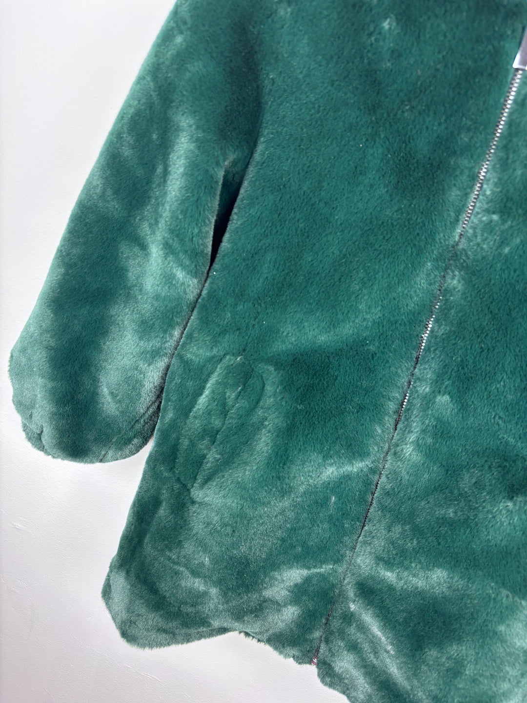 Next Green Faux Fur Coat 10 Years-Jackets-Second Snuggle Preloved