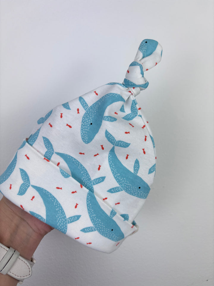 Pigeon Whale Print Hat 0–5 Months-Hats-Second Snuggle Preloved