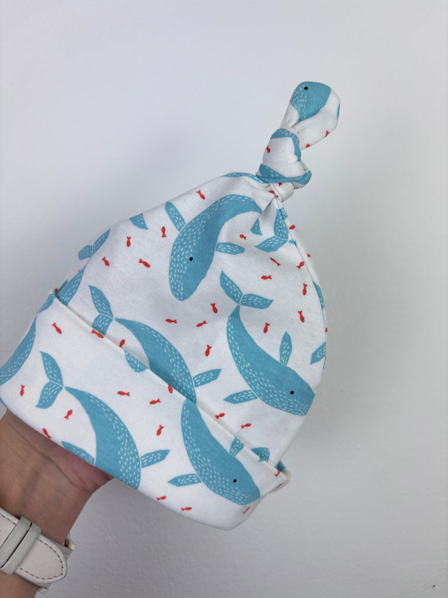 Pigeon Whale Print Hat 0–5 Months-Hats-Second Snuggle Preloved