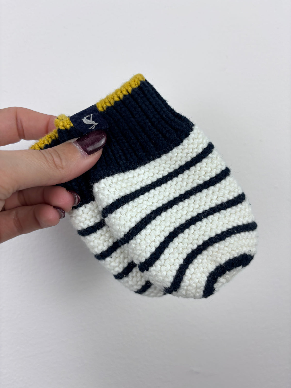 Joules Striped Pom-Pom Hat & Mittens 6–12 Months-Hats-Second Snuggle Preloved