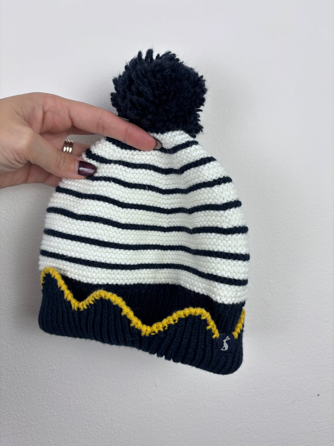 Joules Striped Pom-Pom Hat & Mittens 6–12 Months