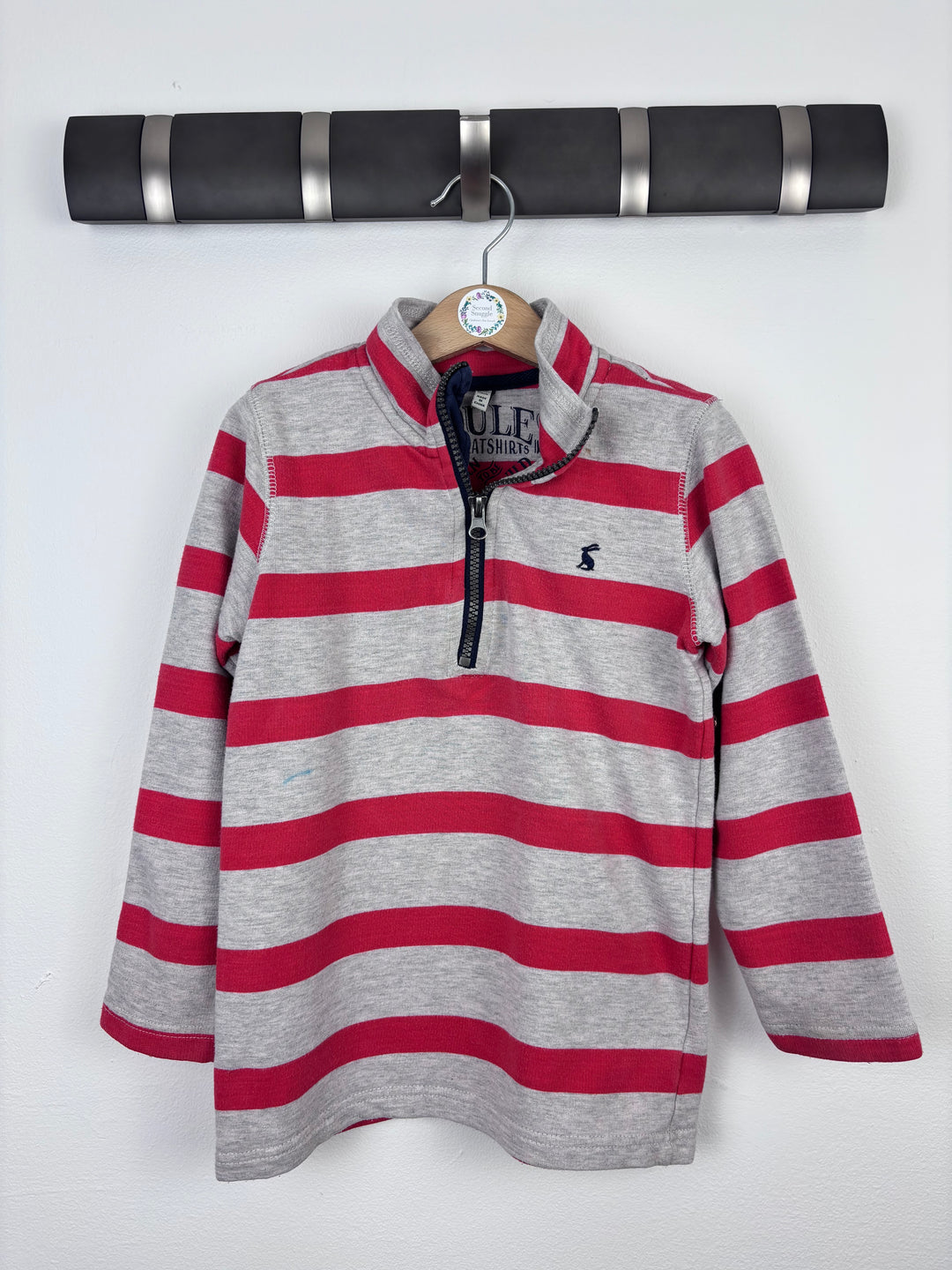 Joules Grey and Red Stripe Top 6 Years-Jumpers-Second Snuggle Preloved