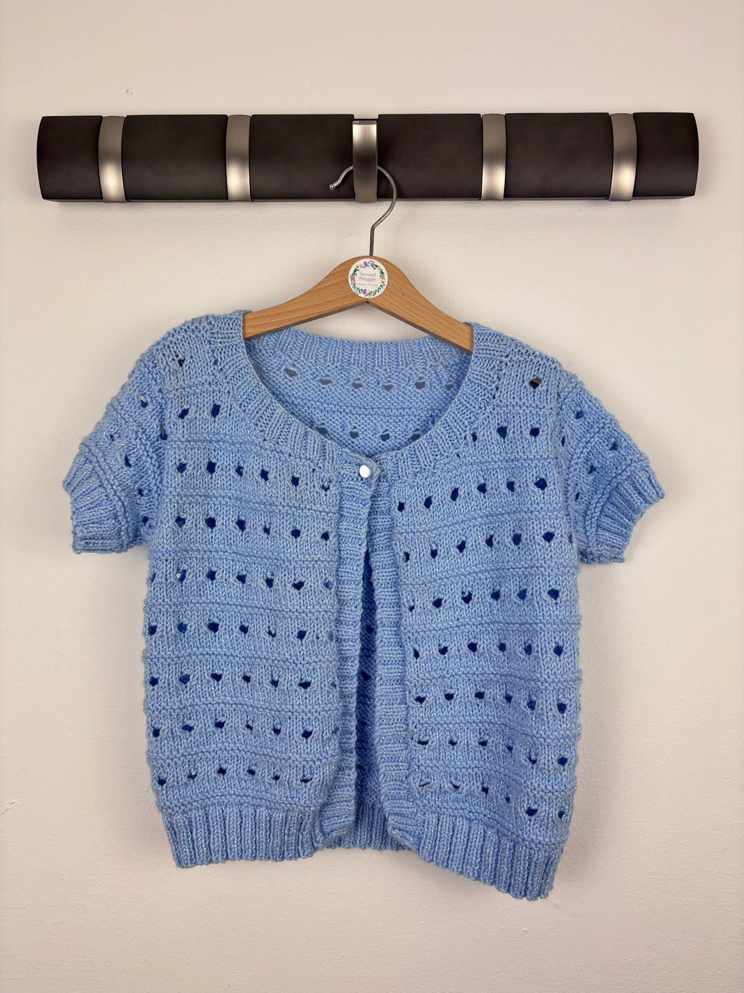 Handknit Blue Short Sleeve Cardigan 4–6 Years