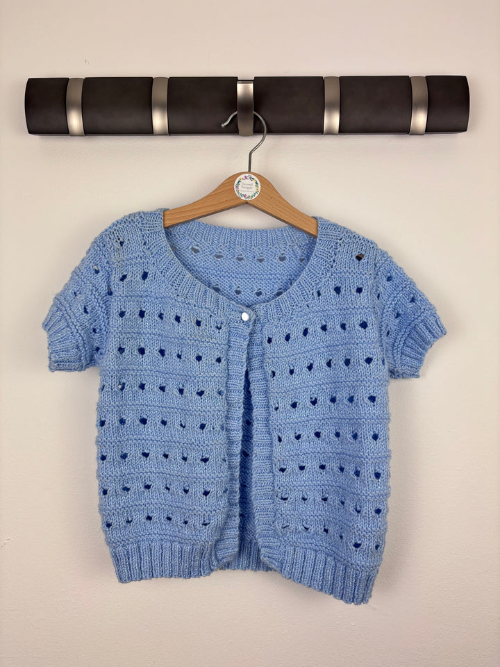 Handknit Blue Short Sleeve Cardigan 4–6 Years