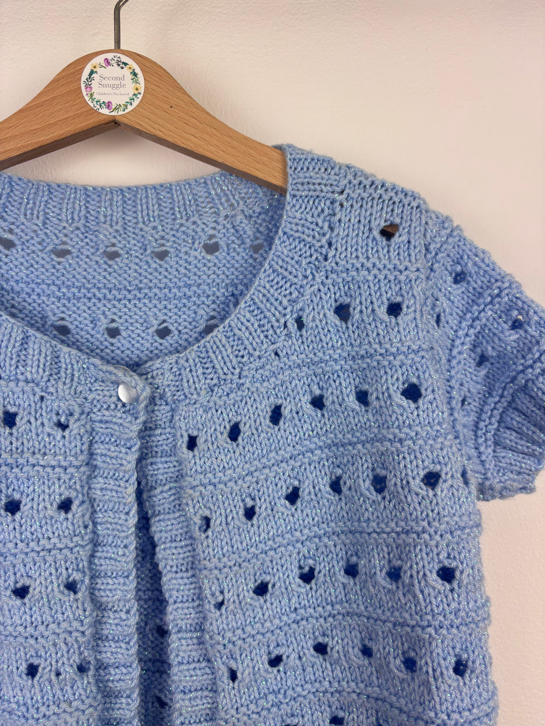 Handknit Blue Short Sleeve Cardigan 4–6 Years
