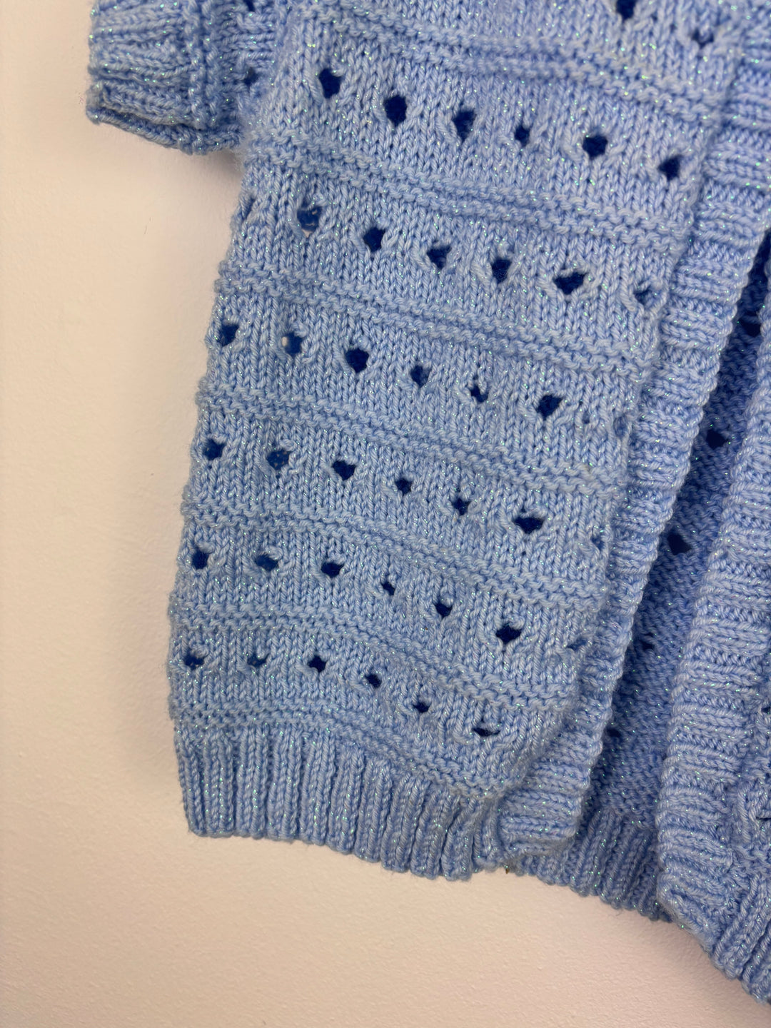 Handknit Blue Short Sleeve Cardigan 4–6 Years