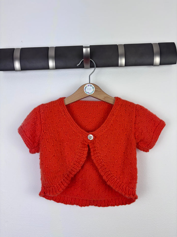 Handknit Red Cropped Cardigan 1–3 Years-Cardigans-Second Snuggle Preloved