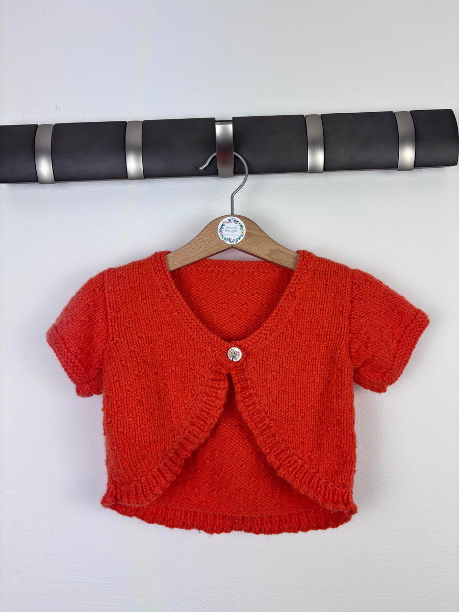 Handknit Red Cropped Cardigan 1–3 Years-Cardigans-Second Snuggle Preloved