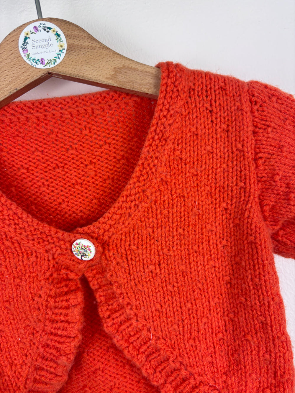 Handknit Red Cropped Cardigan 1–3 Years-Cardigans-Second Snuggle Preloved