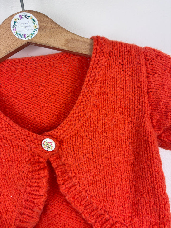 Handknit Red Cropped Cardigan 1–3 Years-Cardigans-Second Snuggle Preloved