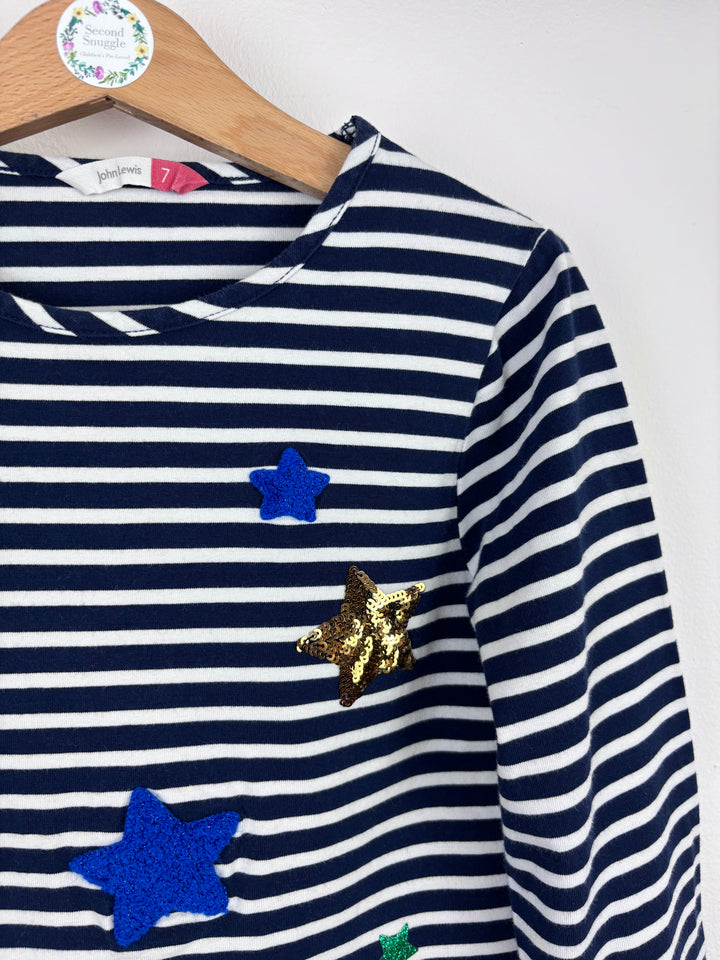 Joules Navy Stripe Sequin Star Top 7 Years-Tops-Second Snuggle Preloved