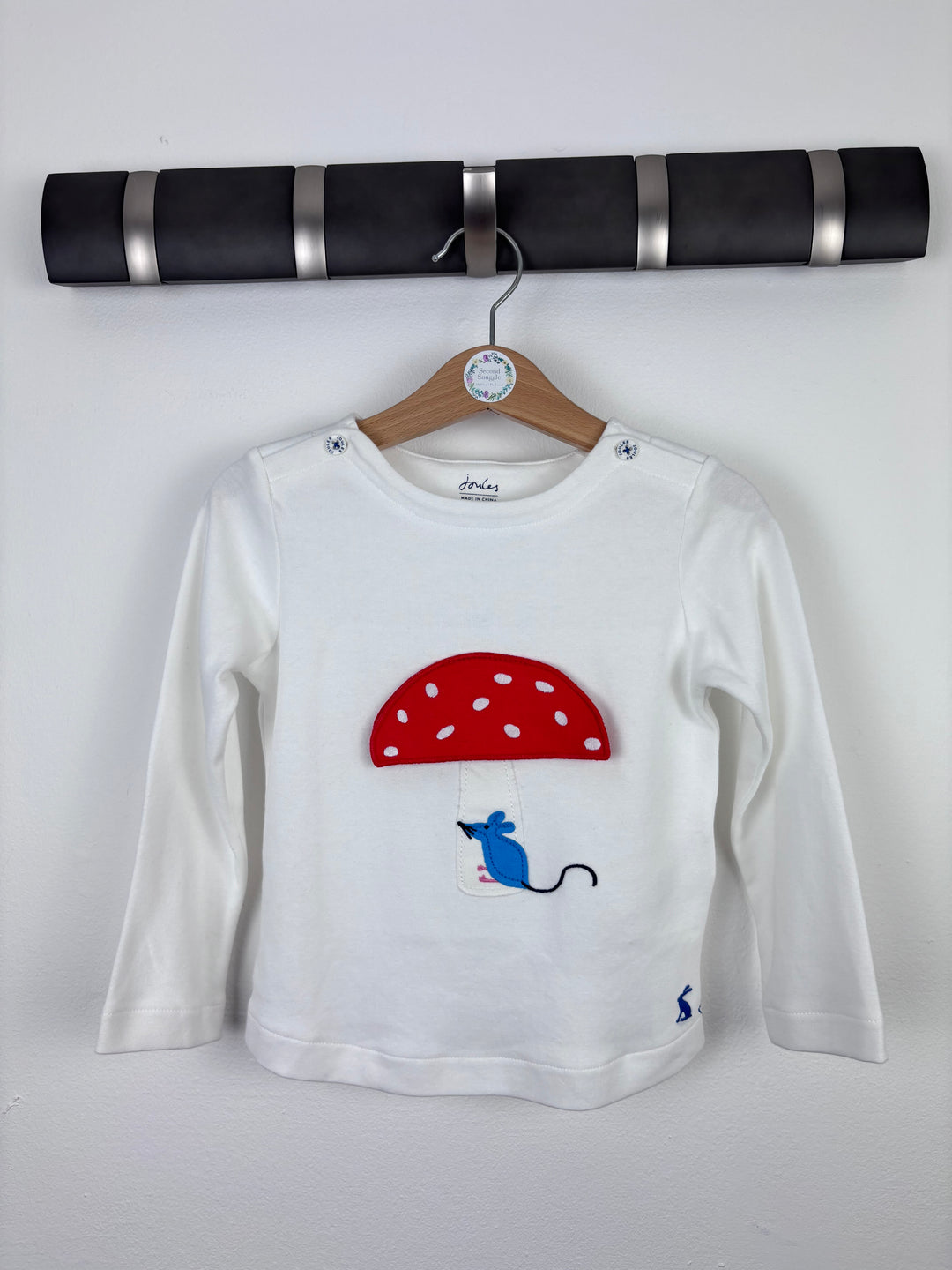 Joules White Mouse and Toadstool Top 18–24 Months-Tops-Second Snuggle Preloved