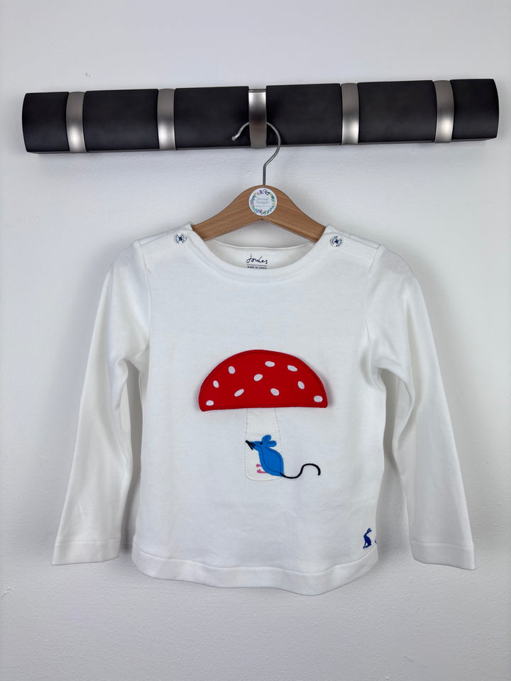 Joules White Mouse and Toadstool Top 18–24 Months-Tops-Second Snuggle Preloved