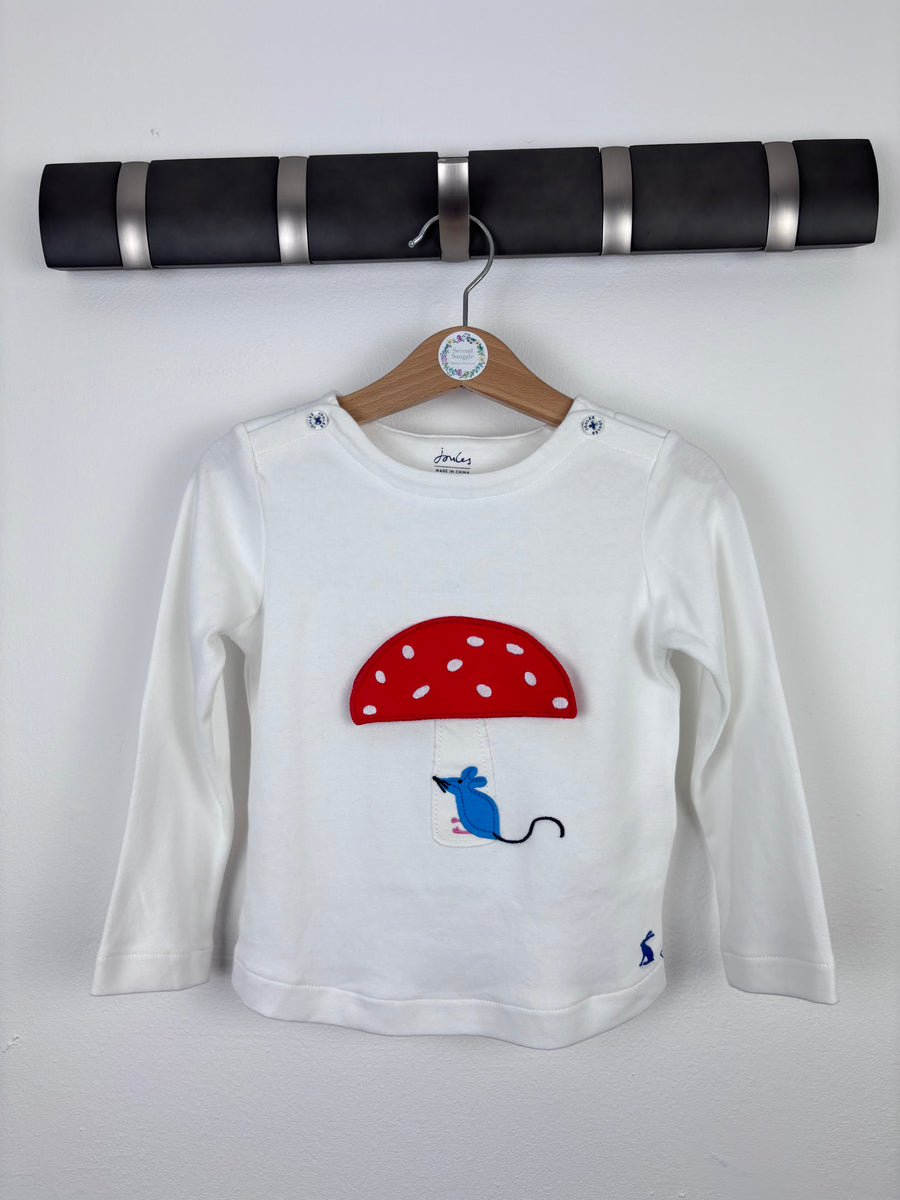 Joules White Mouse and Toadstool Top 18–24 Months-Tops-Second Snuggle Preloved