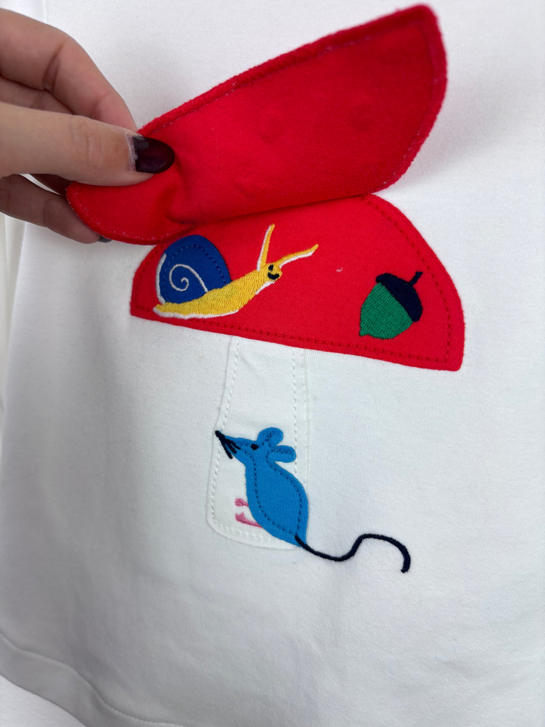 Joules White Mouse and Toadstool Top 18–24 Months-Tops-Second Snuggle Preloved