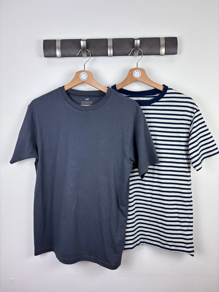 H&M T-Shirts Blue and Stripe 8–10 Years-Tops-Second Snuggle Preloved