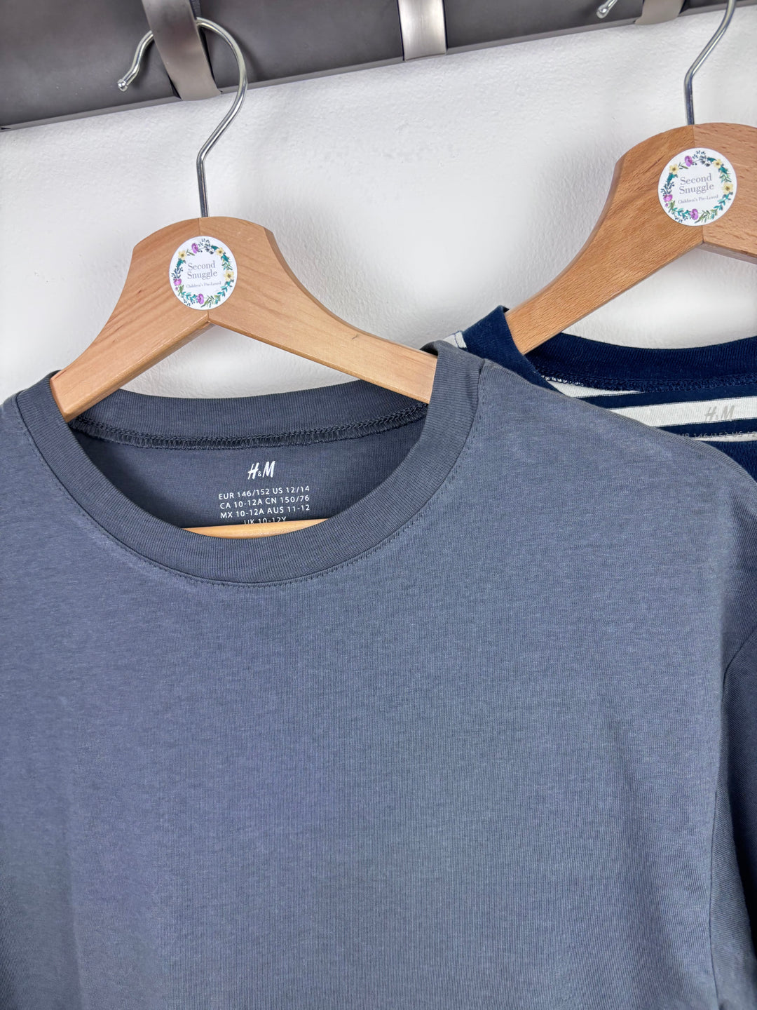 H&M T-Shirts Blue and Stripe 8–10 Years-Tops-Second Snuggle Preloved