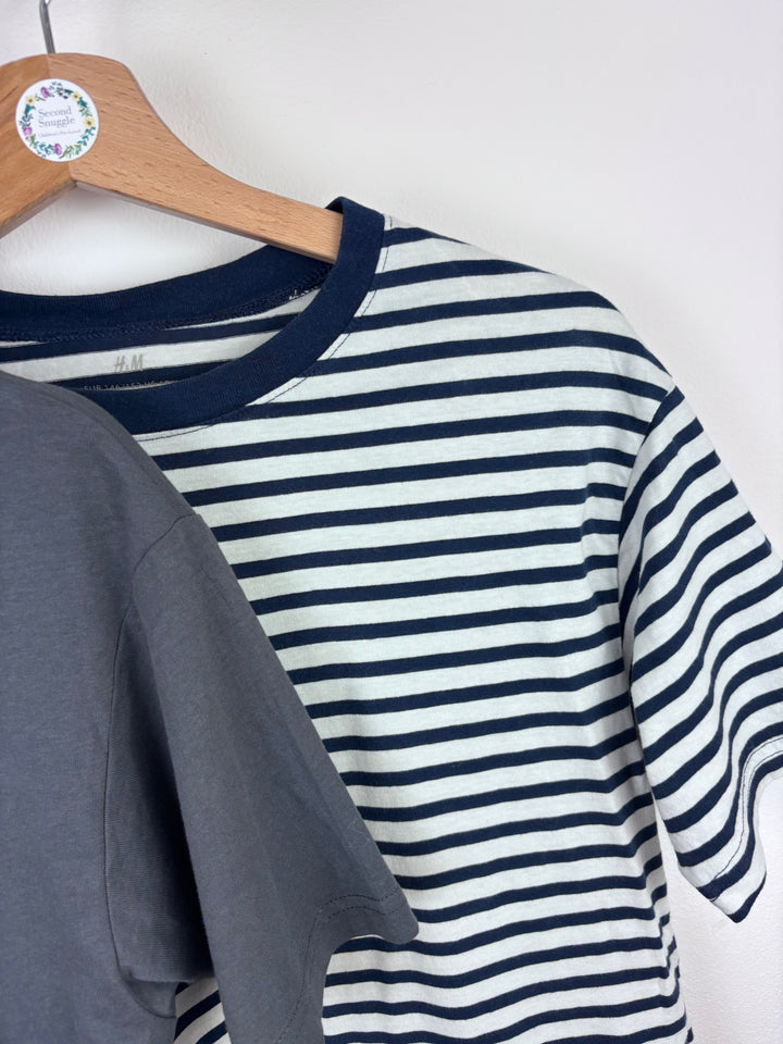 H&M T-Shirts Blue and Stripe 8–10 Years-Tops-Second Snuggle Preloved