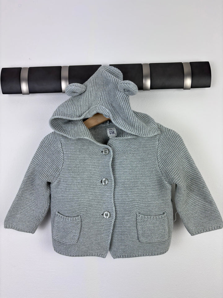 Gap Grey Knit Hooded Cardigan 6–12 Months