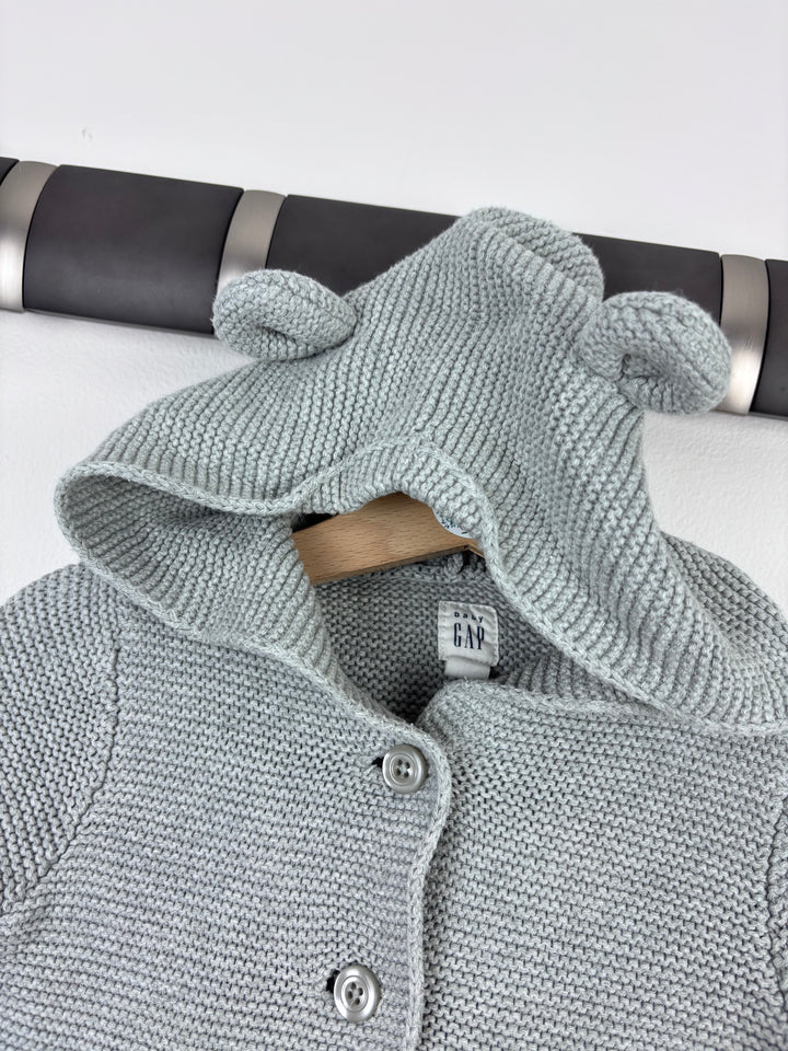 Gap Grey Knit Hooded Cardigan 6–12 Months