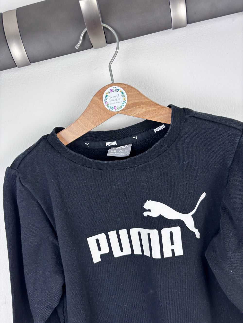 Puma Black Logo Sweatshirt 3–4 Years-Jumpers-Second Snuggle Preloved