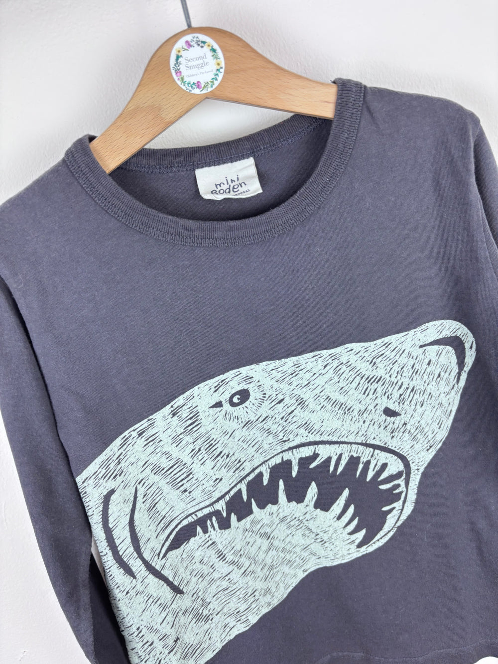 Mini Boden Shark Long Sleeve Top 5–6 Years-Tops-Second Snuggle Preloved