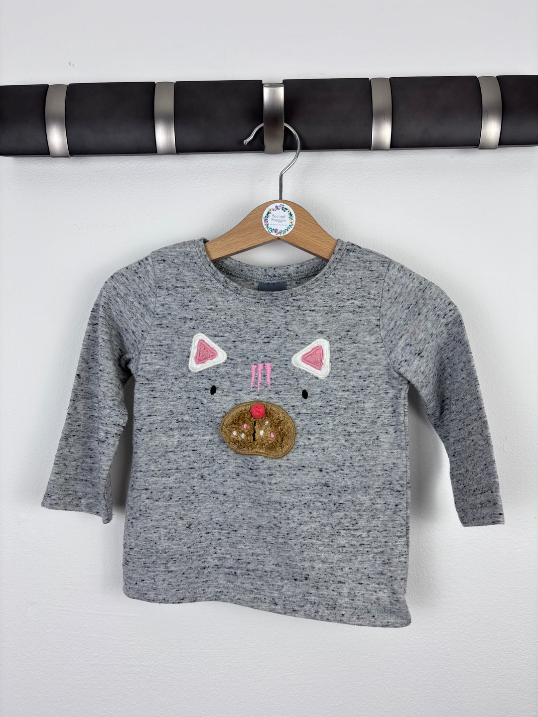 Next Grey Animal Face Sweatshirt 6–9 Months-Tops-Second Snuggle Preloved
